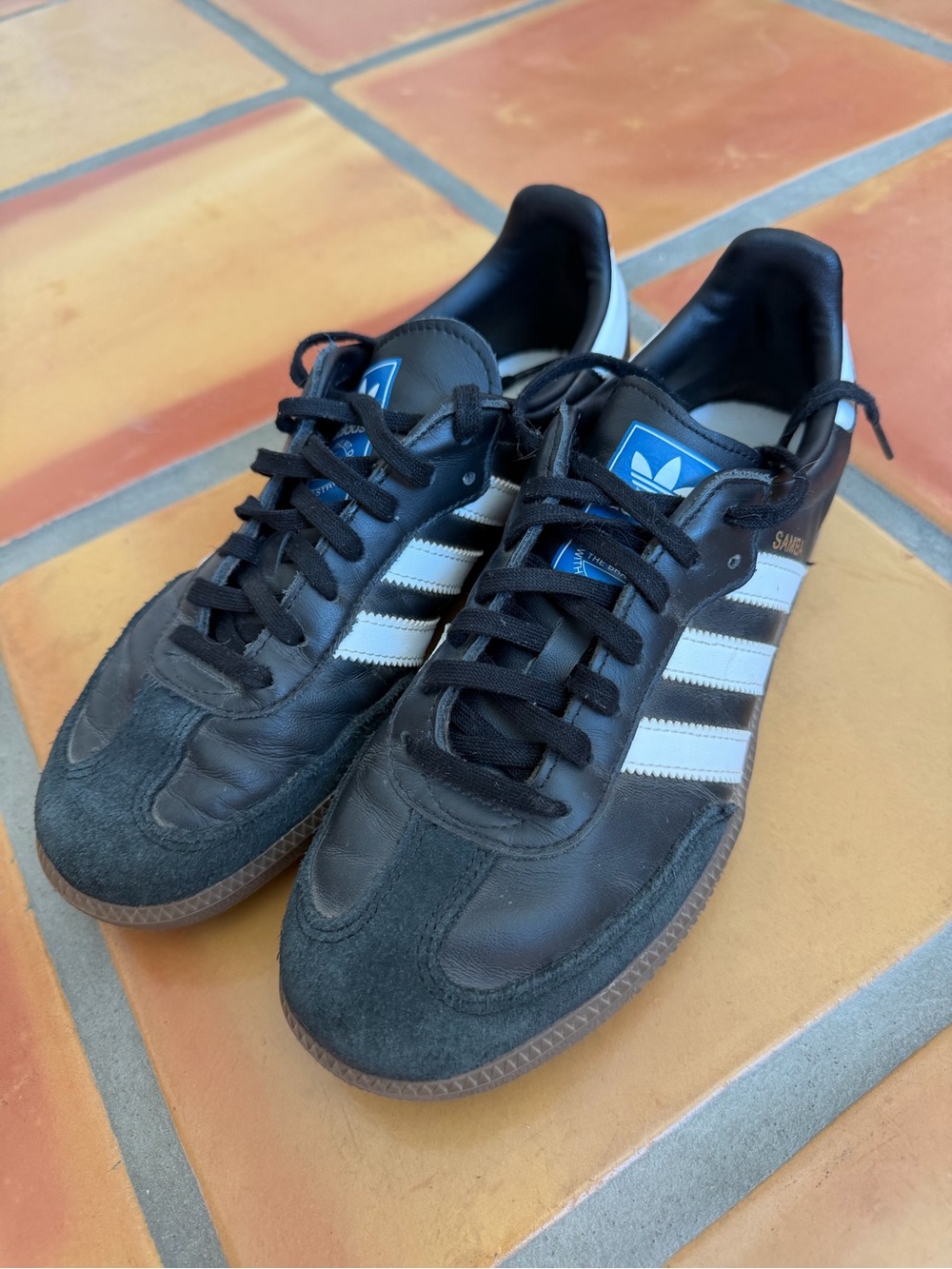 adidas Men’s Black Sneakers with White Stripes